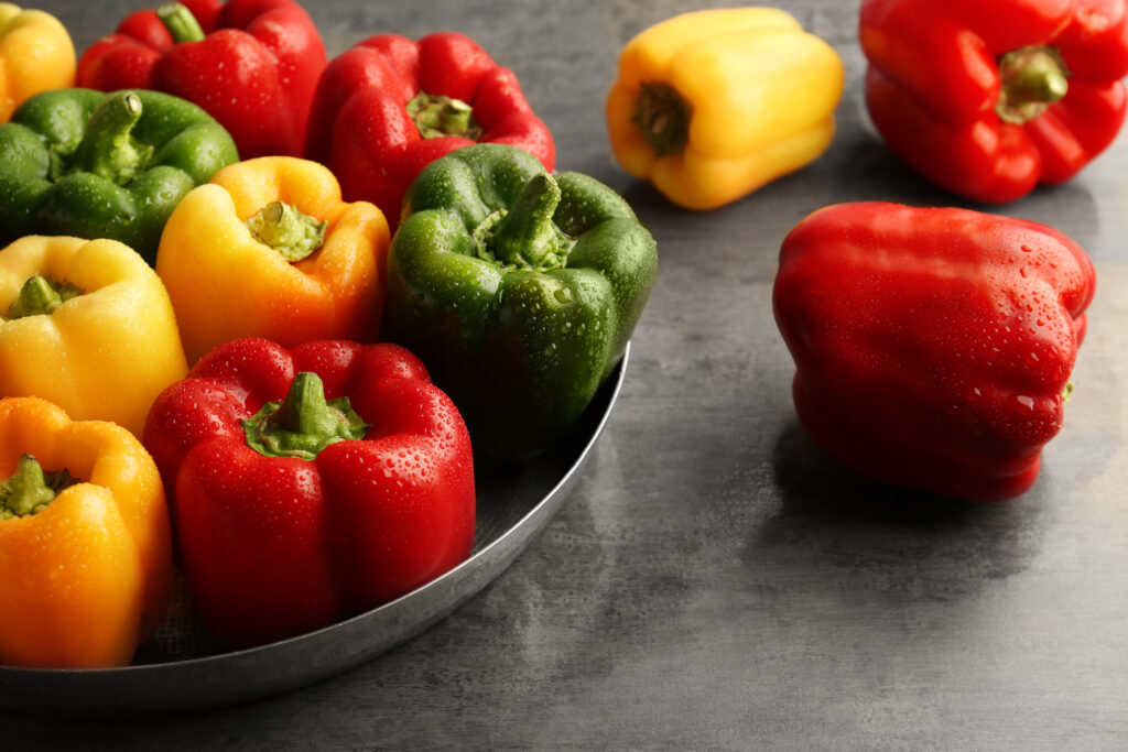 Bell peppers in a variety of colors.  These make great Anaheim Pepper substitutes when you want to remove the heat