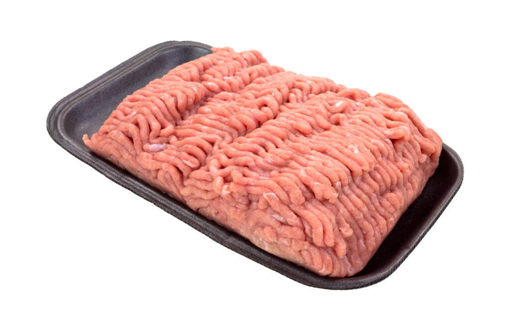 Close up of ground turkey in it's original packaging. 