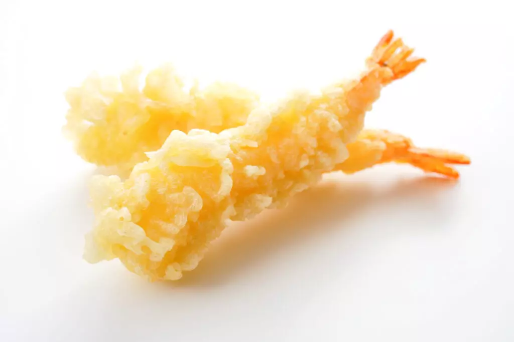 Close up shot of shrimp tempura
