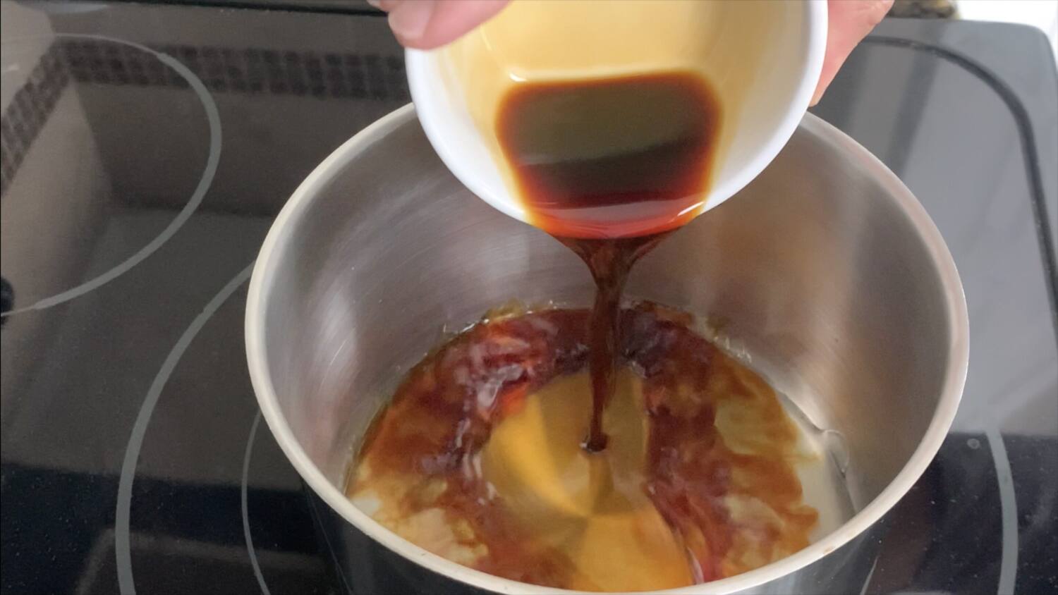Combine ramen egg marinade ingredients in a pot