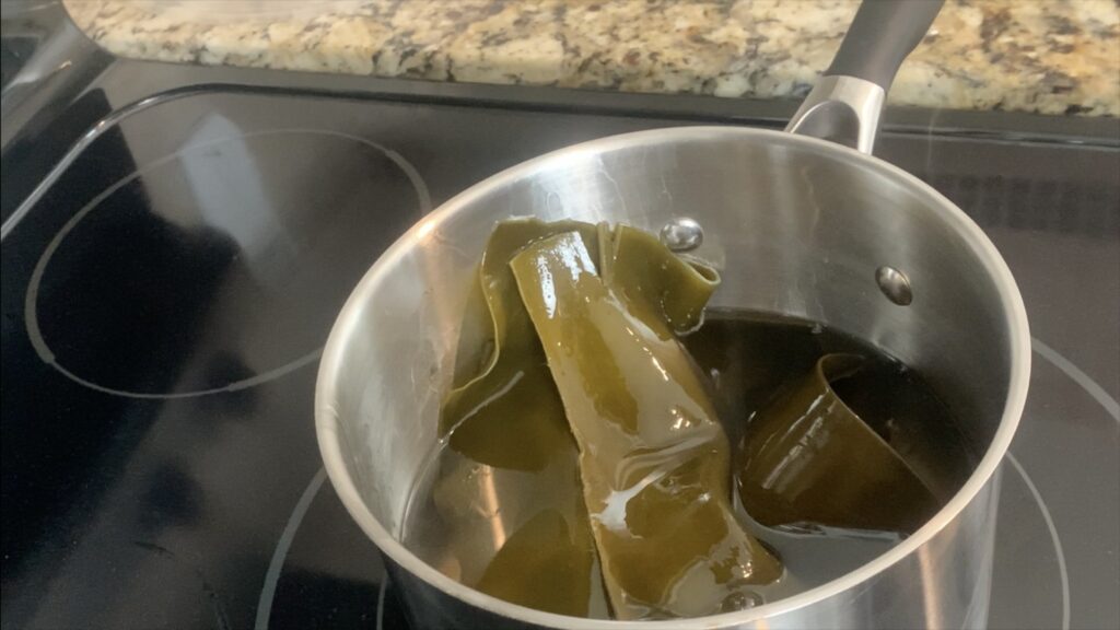 Add kombu and water to pot