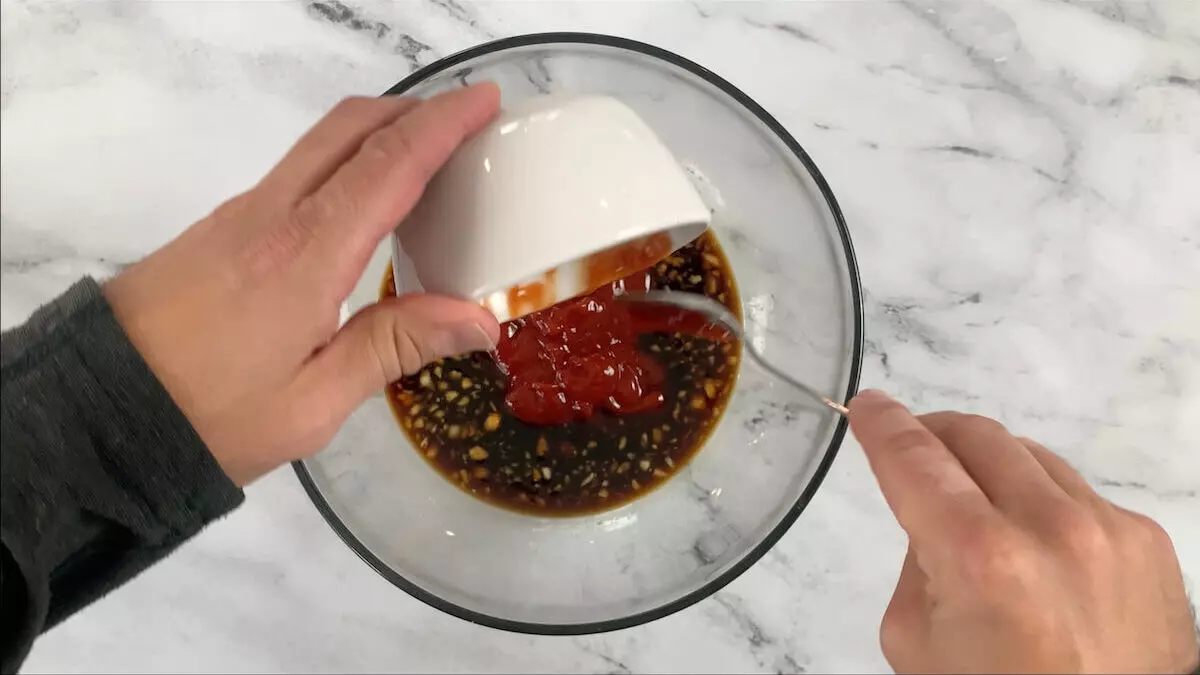 Add ketchup to katsu sauce and stir to combine. 