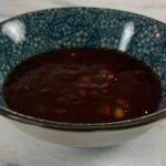 Katsu sauce close-up in a dipping bowl.
