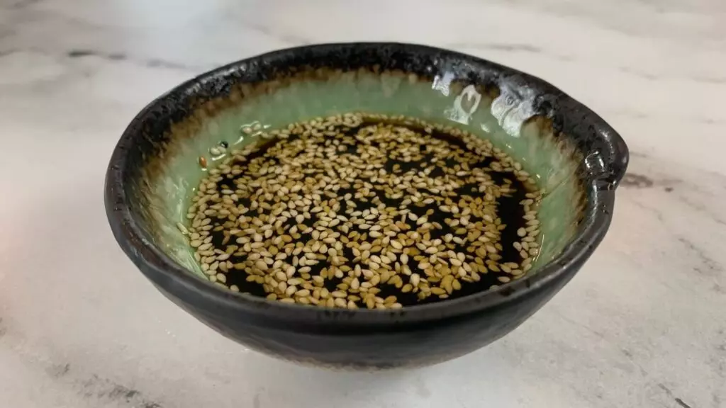 Yakiniku sauce (Japanese BBQ sauce) in a Japanese dipping bowl.
