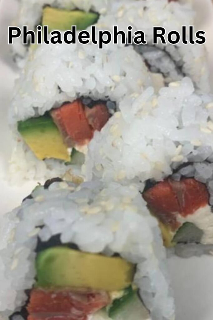 Close up shot of Philadelphia roll sushi