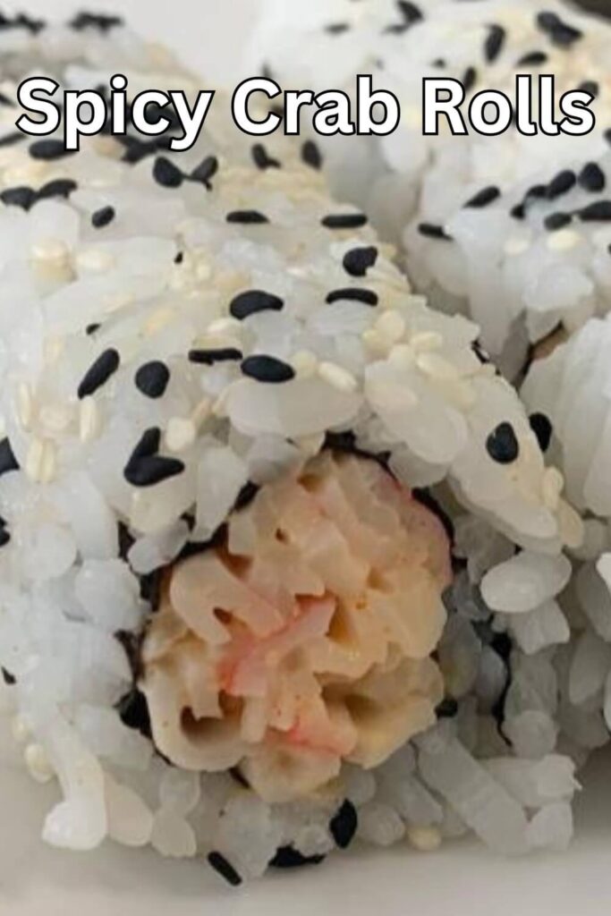 Spicy crab roll close up.