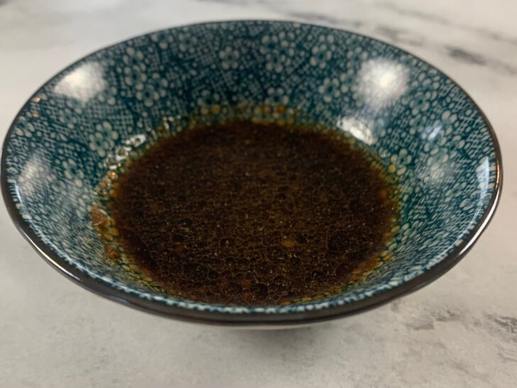 Gyoza sauce in a Japanese dipping bowl.