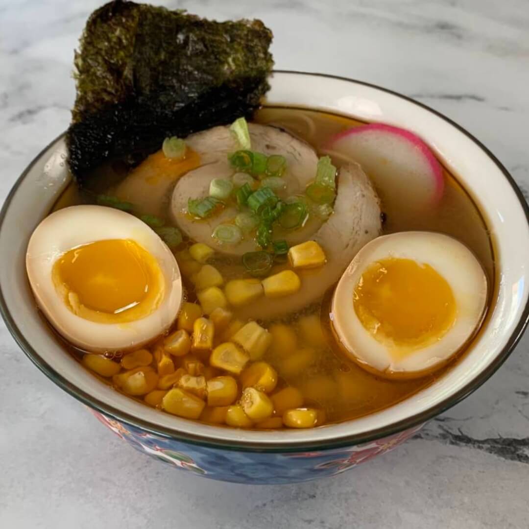 Miso Ramen in a Japanese bowl square thumbnail for recipe.