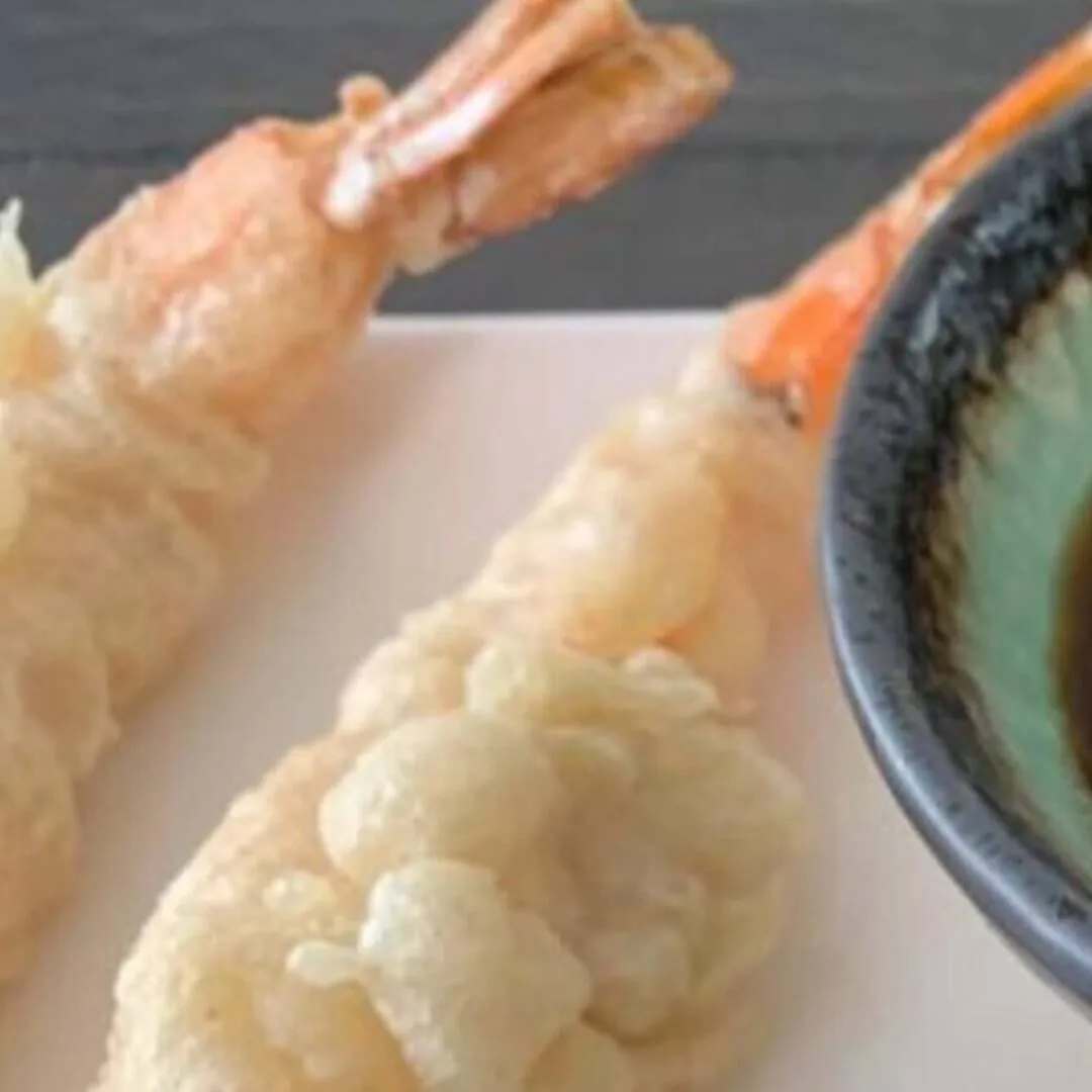 Shrimp tempura close up square pic