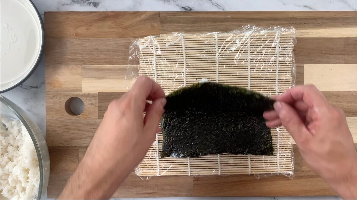 Flip the nori sheet.