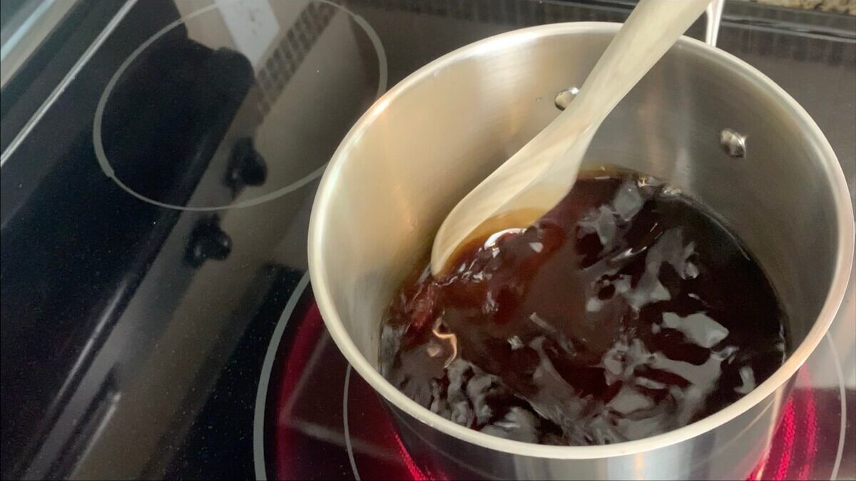 Once boiling, reduce heat and simmer the teriyaki sauce for an additional 10 minutes, stirring frequently.