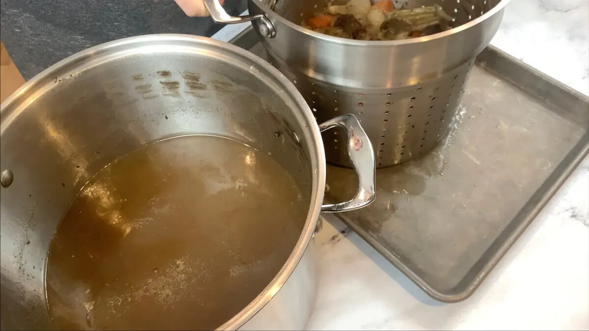 Strain the beef broth.