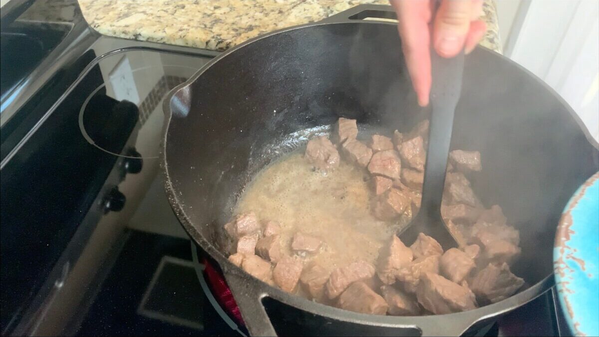 Once the beef is cooked, remove it from the pot and place aside until needed.